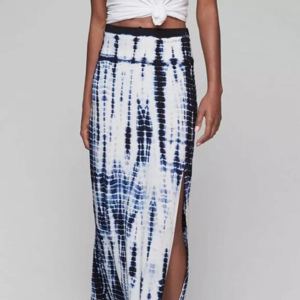 Marina Blue & White Tie Dye Maxi Skirt Size Small